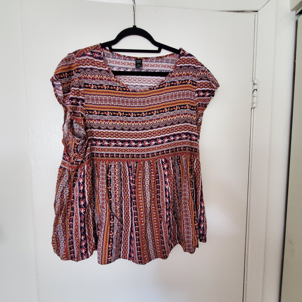 Boho Chic Women's Blouse in Multicolor Pattern